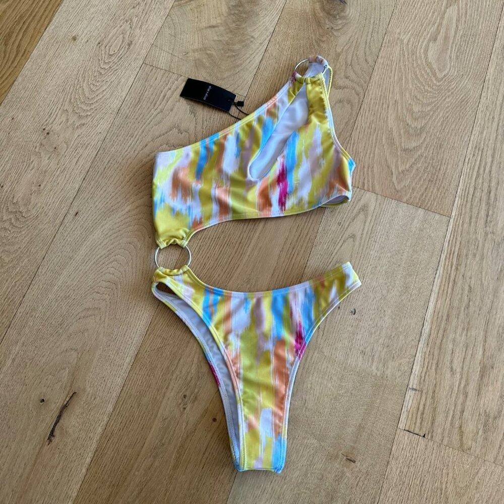 Elise x Elisia - Nova One Piece Asymmetrical Swimsuit in Yellow Multi - NWT